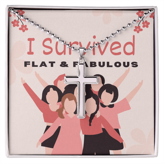 Wear your strength and faith with this meaningful I Survived Breast Cancer with Faith Cross Necklace. A beautiful tribute to resilience and hope, this piece celebrates your journey and unwavering spirit.