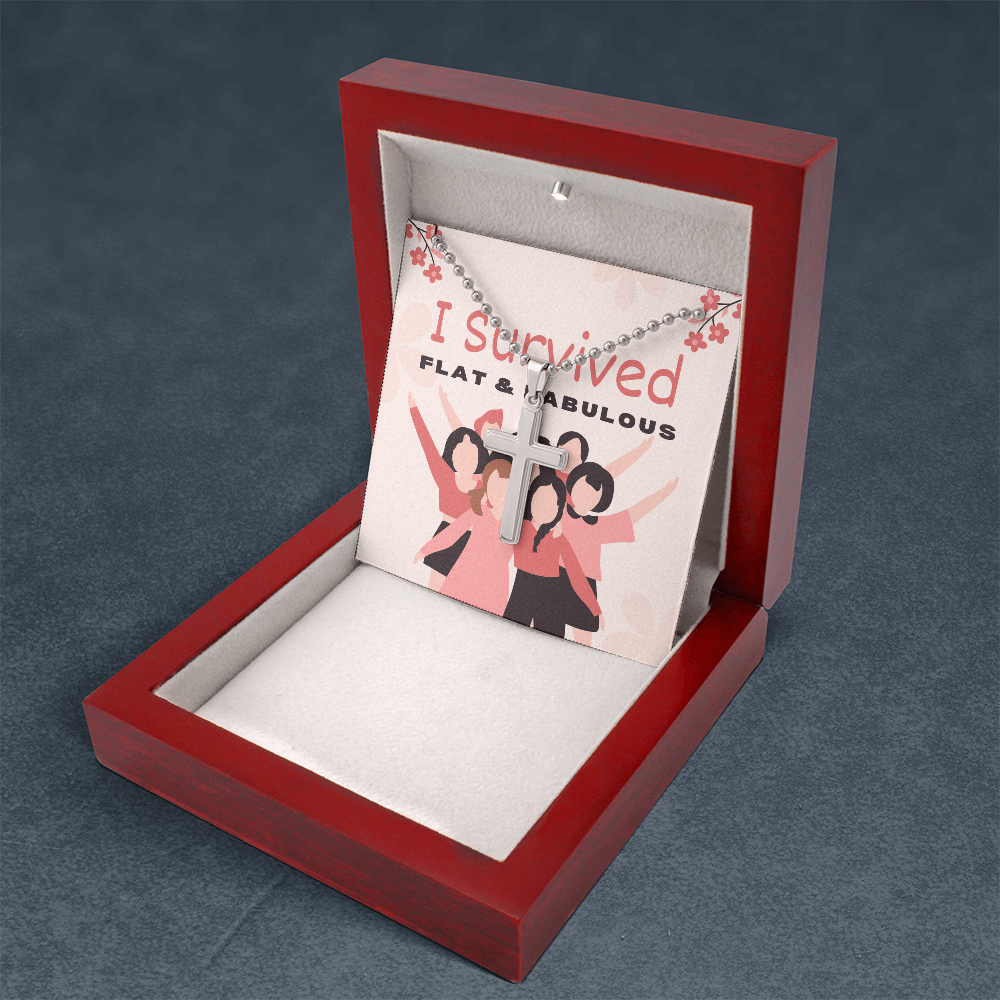 Wear your strength and faith with this meaningful I Survived Breast Cancer with Faith Cross Necklace. A beautiful tribute to resilience and hope, this piece celebrates your journey and unwavering spirit.