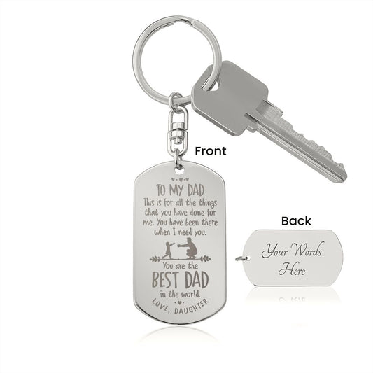 Best Dad Engraved Dog Tag Keychain
