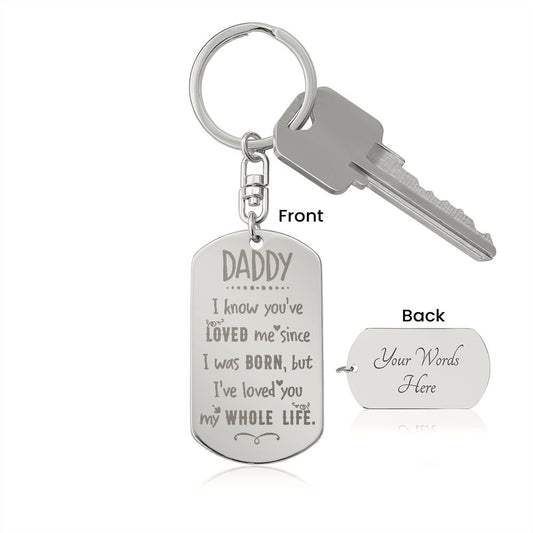 This attractive Engraved Dog Tag Keychain is the perfect gift for a loved one on the go, keeping their keys safe in one spot! Customize the gift even more with a special message or date to the backside for an added personal touch. 