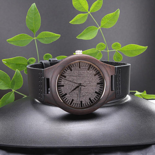 Time And Tide Engraved Wooden Watch