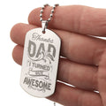 Thanks Dad, I turned out awesome!  Surprise your loved one by giving them this unique and eye catching Engraved Dog Tag Necklace! It's a classic, yet stylish statement piece that is sure to spark conversation. 
