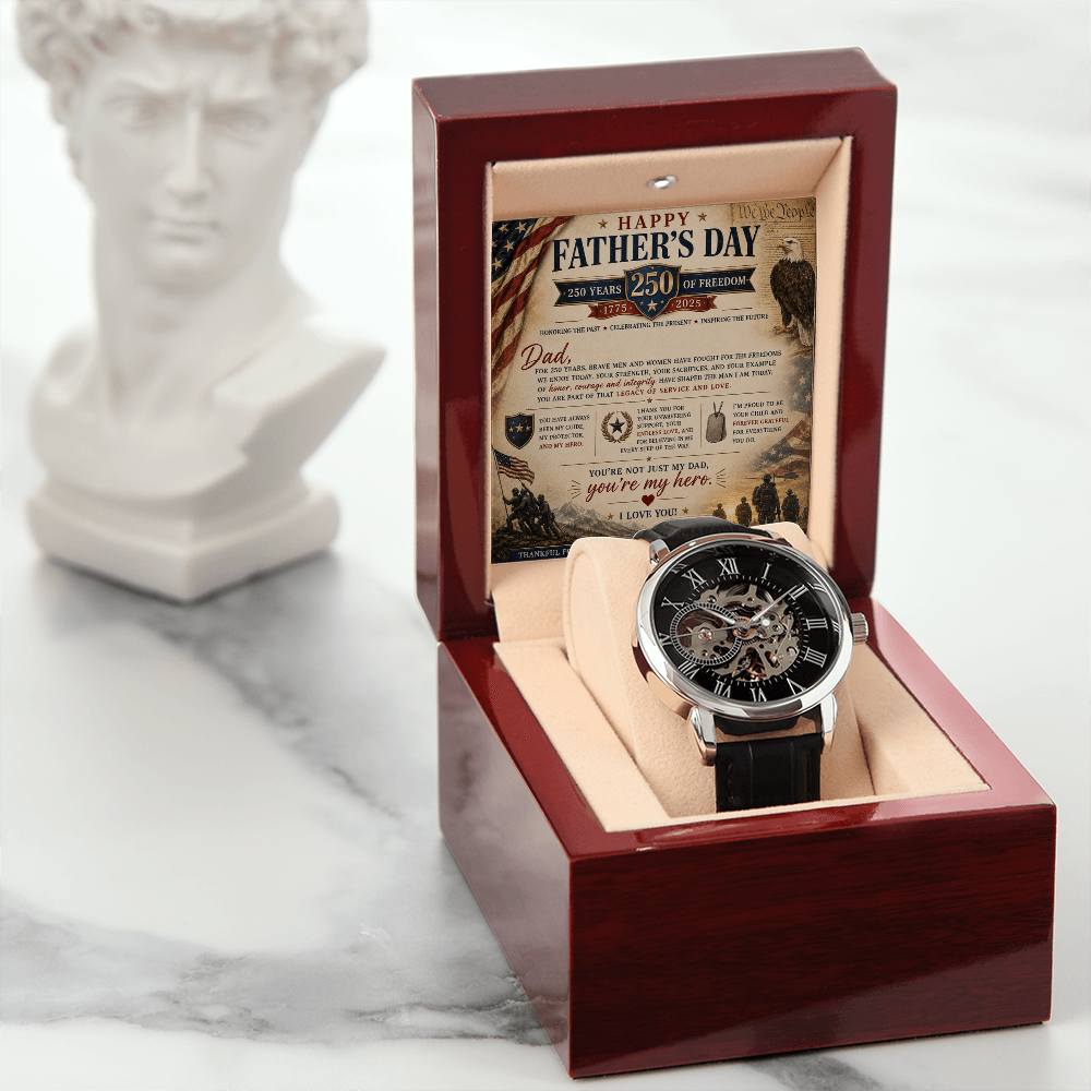 Your My Hero Freedom Father's Day Openwork Watch