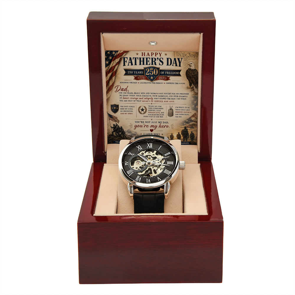 Your My Hero Freedom Father's Day Openwork Watch