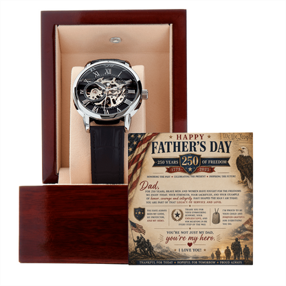 Your My Hero Freedom Father's Day Openwork Watch