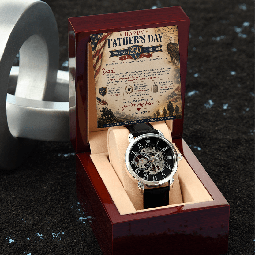 Your My Hero Freedom Father's Day Openwork Watch