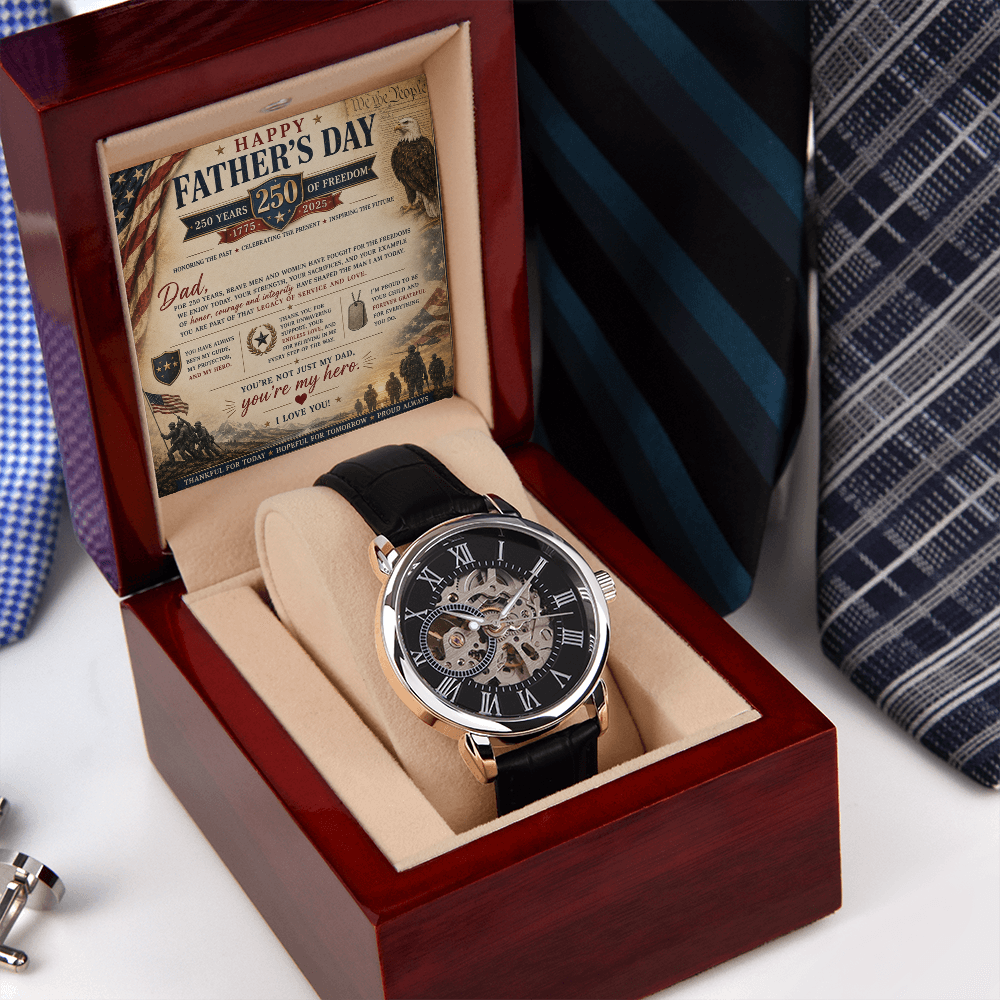 Your My Hero Freedom Father's Day Openwork Watch