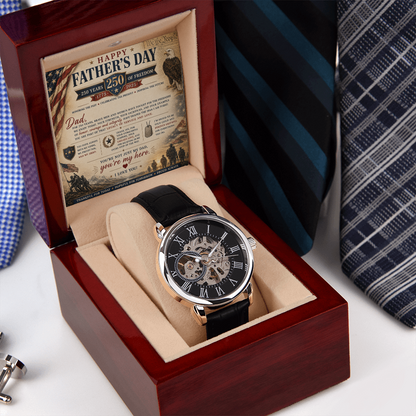 Your My Hero Freedom Father's Day Openwork Watch