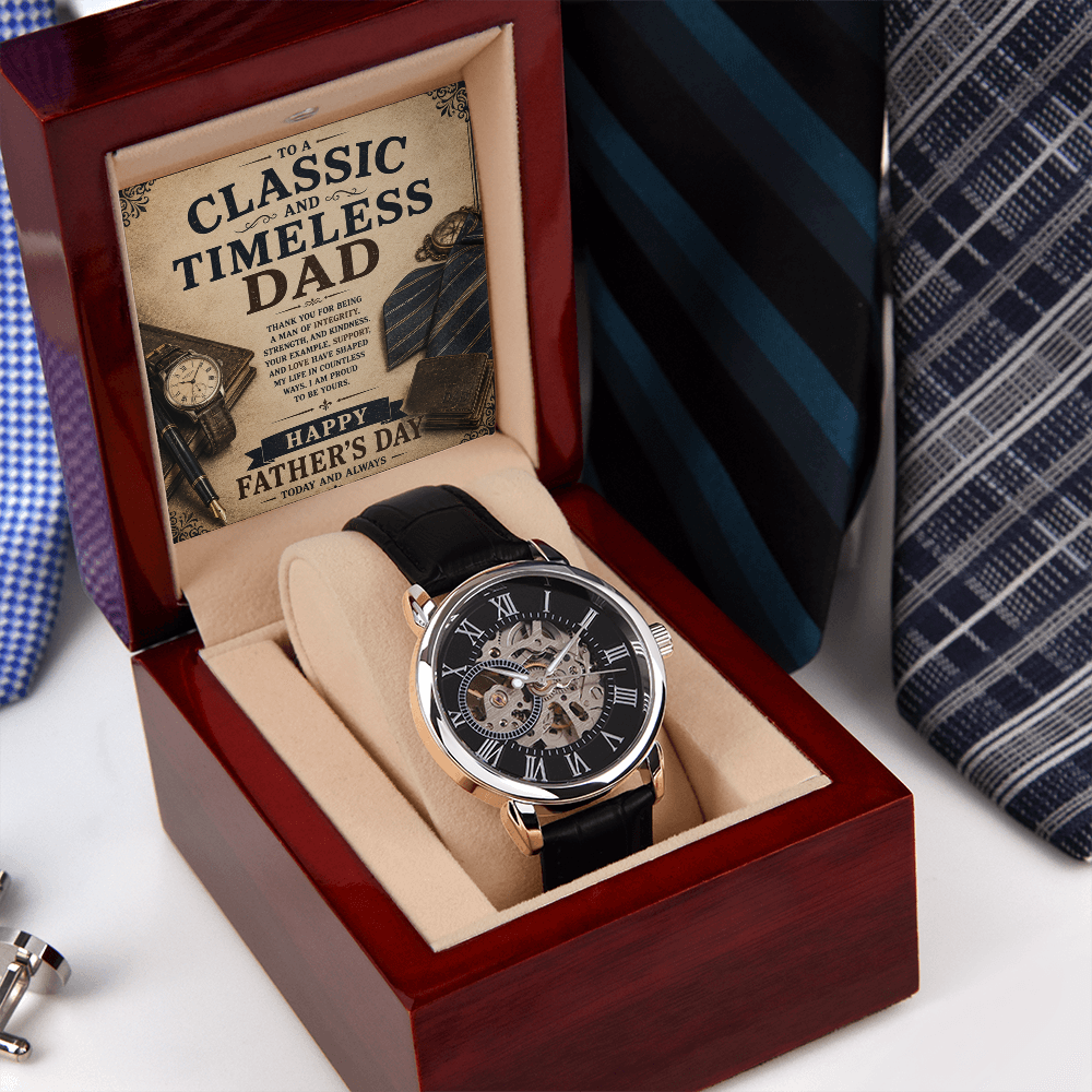 Classic Timeless Dad Father's Day Men's Openwork Watch