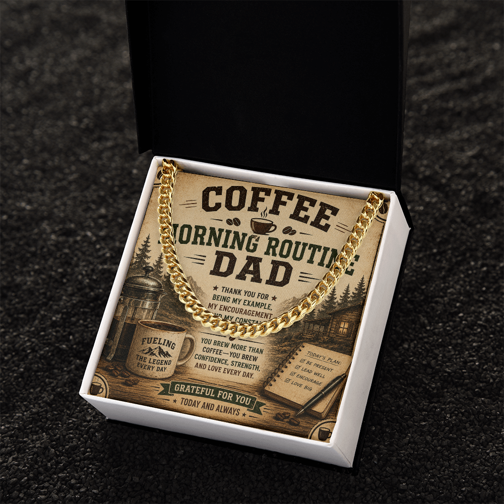 Coffee Morning Routine DAD Cuban Link Chain at dragoyle.com