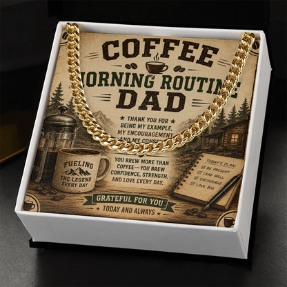 Coffee Morning Routine DAD Cuban Link Chain at dragoyle.com