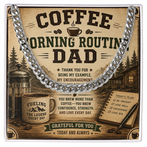 Coffee Morning Routine DAD Cuban Link Chain at dragoyle.com