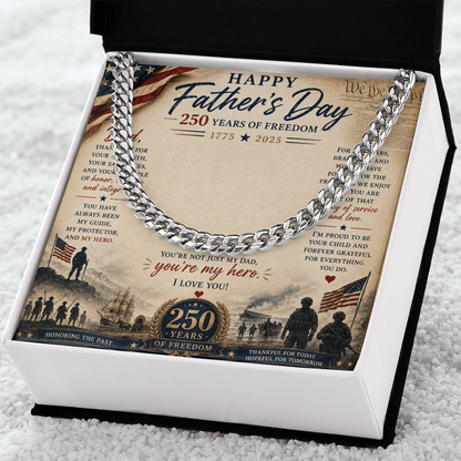 Happy Father's Day 250 Years of Freedom Cuban Link Chain