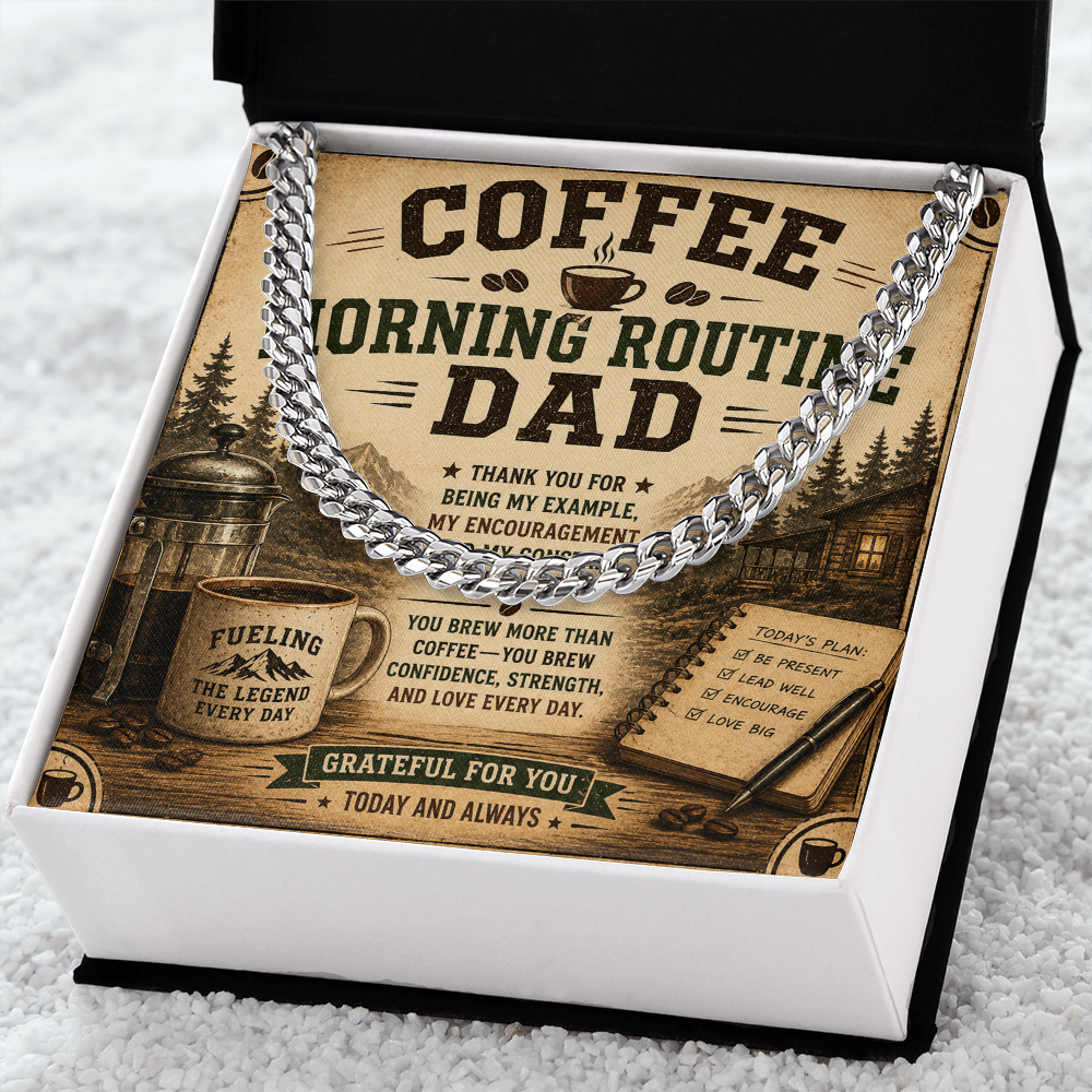 Coffee Morning Routine DAD Cuban Link Chain at dragoyle.com