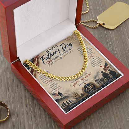 Happy Father's Day 250 Years of Freedom Cuban Link Chain