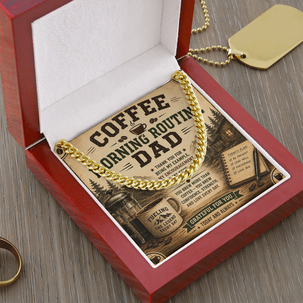 Coffee Morning Routine DAD Cuban Link Chain at dragoyle.com