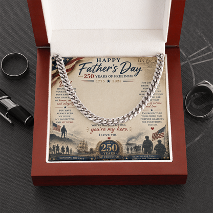Happy Father's Day 250 Years of Freedom Cuban Link Chain