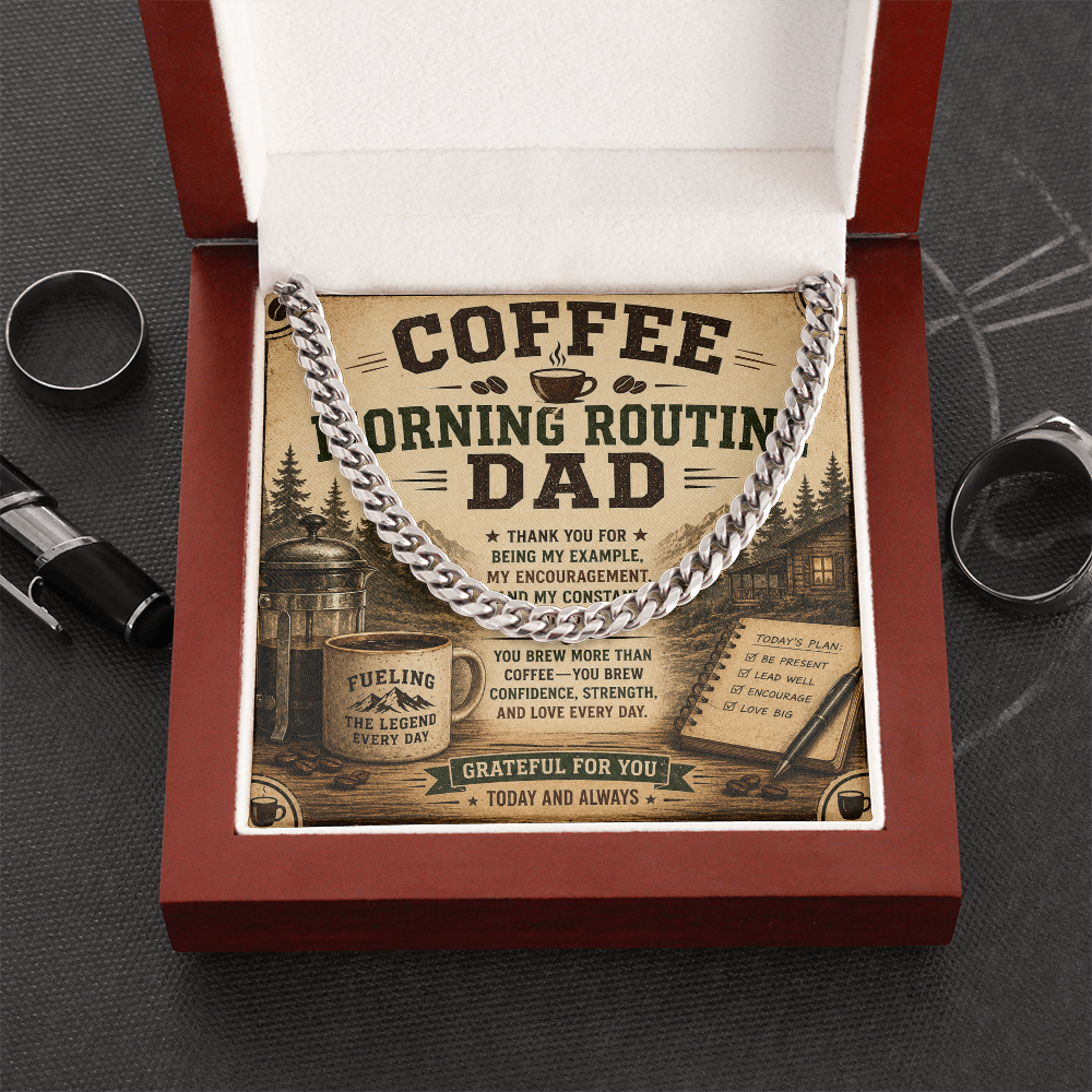 Coffee Morning Routine DAD Cuban Link Chain at dragoyle.com