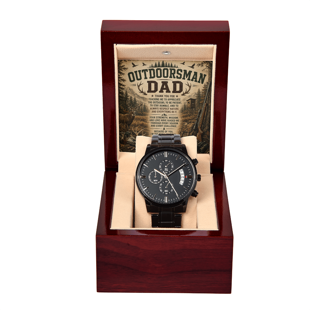 For The Outdoorsman Dad Handsome Black Chronograph Watch