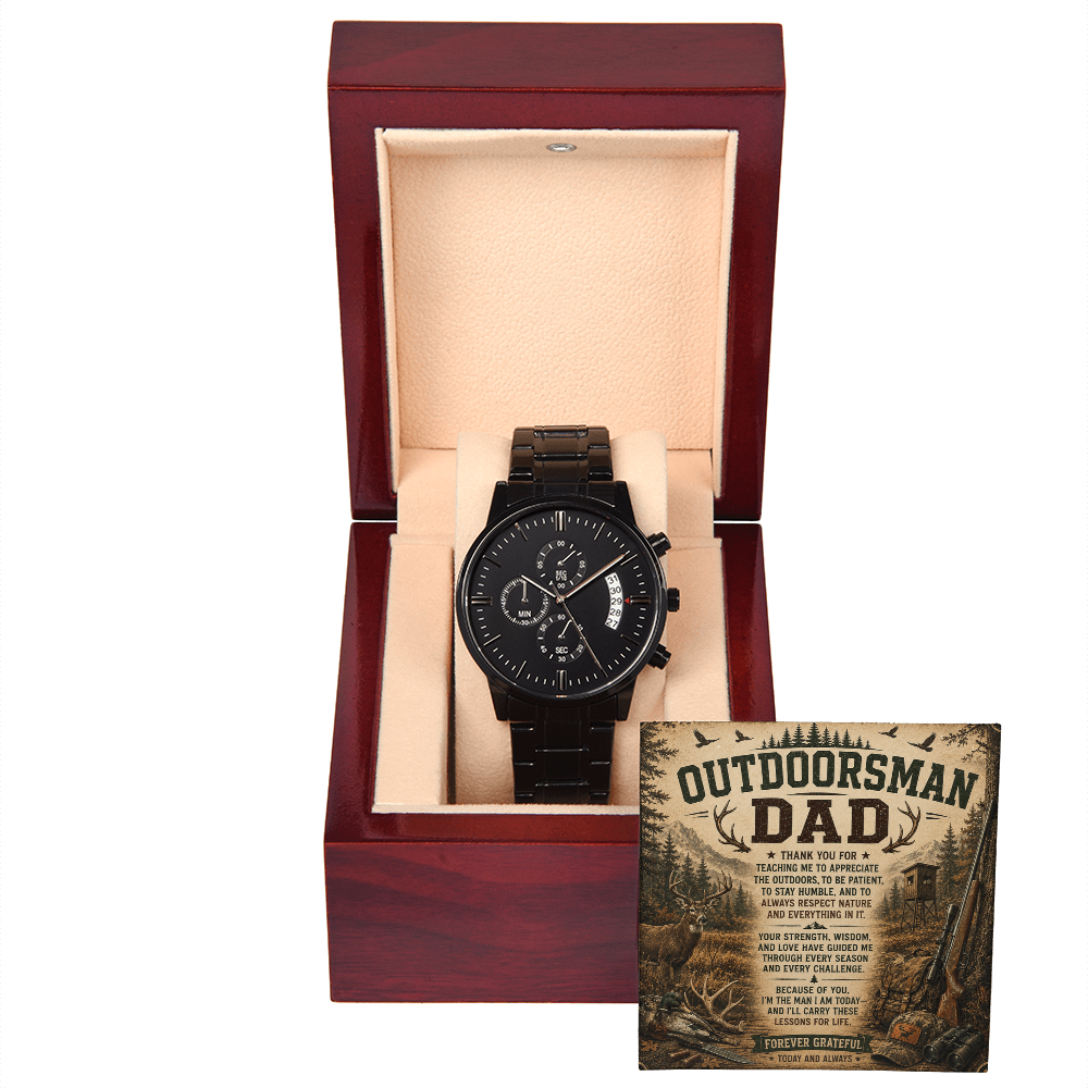 For The Outdoorsman Dad Handsome Black Chronograph Watch