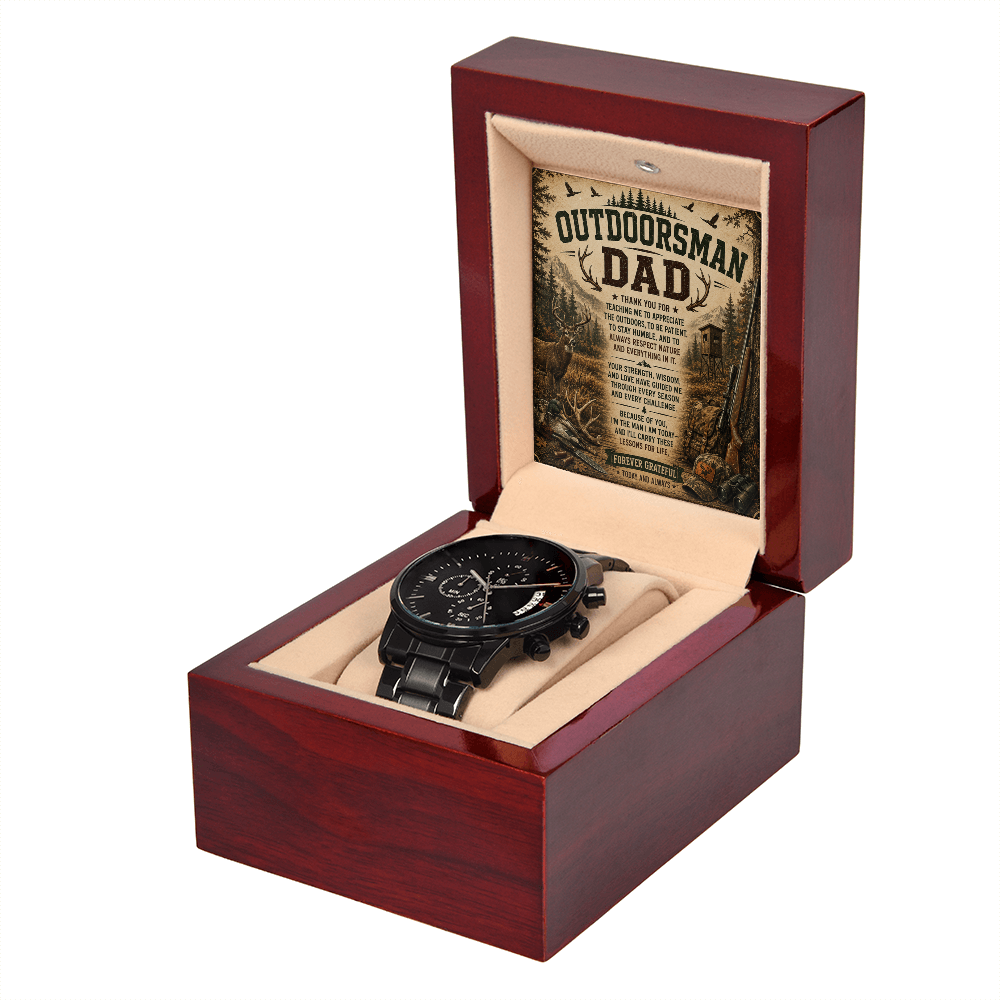 For The Outdoorsman Dad Handsome Black Chronograph Watch