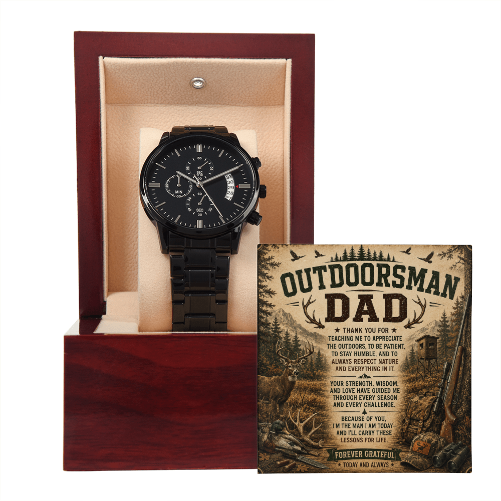 For The Outdoorsman Dad Handsome Black Chronograph Watch