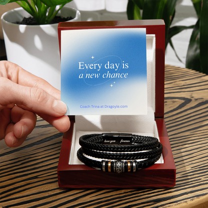 Find strength and love with our "Love You Forever" bracelet for men. Its supportive design serves as a reminder to always believe in yourself and never give up. Made with high-quality materials, it's a perfect way to show yourself or a loved one some extra care and encouragement.