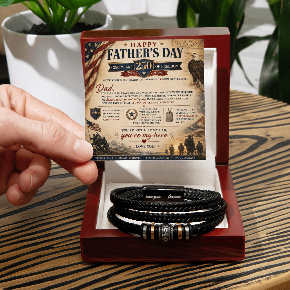 Happy Father's Day 250 Years of Freedom Men's Bracelet