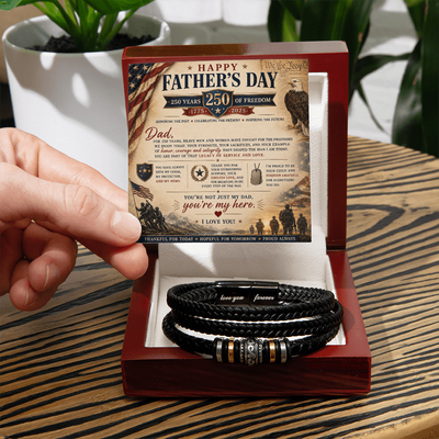 The Happy Father’s Day 250 Years of Freedom Men’s Bracelet is more than just an accessory, it’s a tribute to strength, patriotism, family, and the men who help shape future generations.
