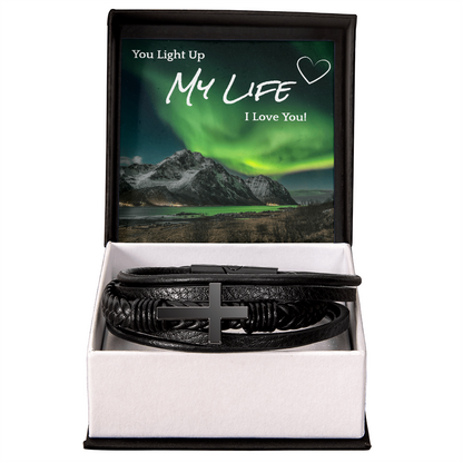 You Light Up My Life Cross Leather Bracelet