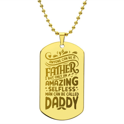 This engraved necklace is made from high quality stainless steel and is available in an 18K gold finish option.