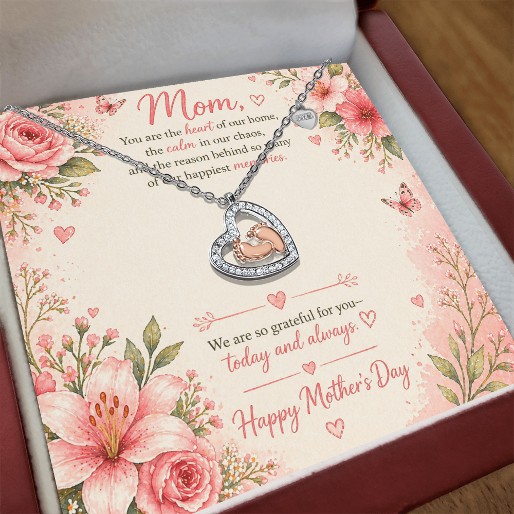 Happy Mother's Day Baby Feed Heart Necklace