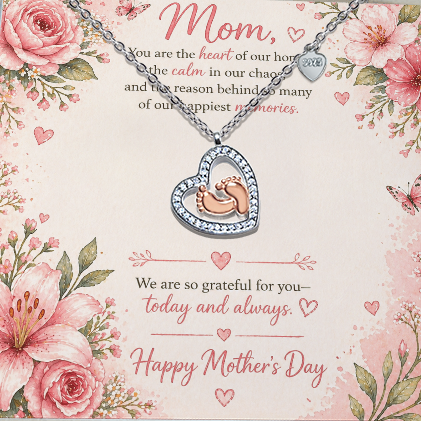 Happy Mother's Day Baby Feed Heart Necklace
