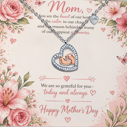 Happy Mother's Day Baby Feed Heart Necklace