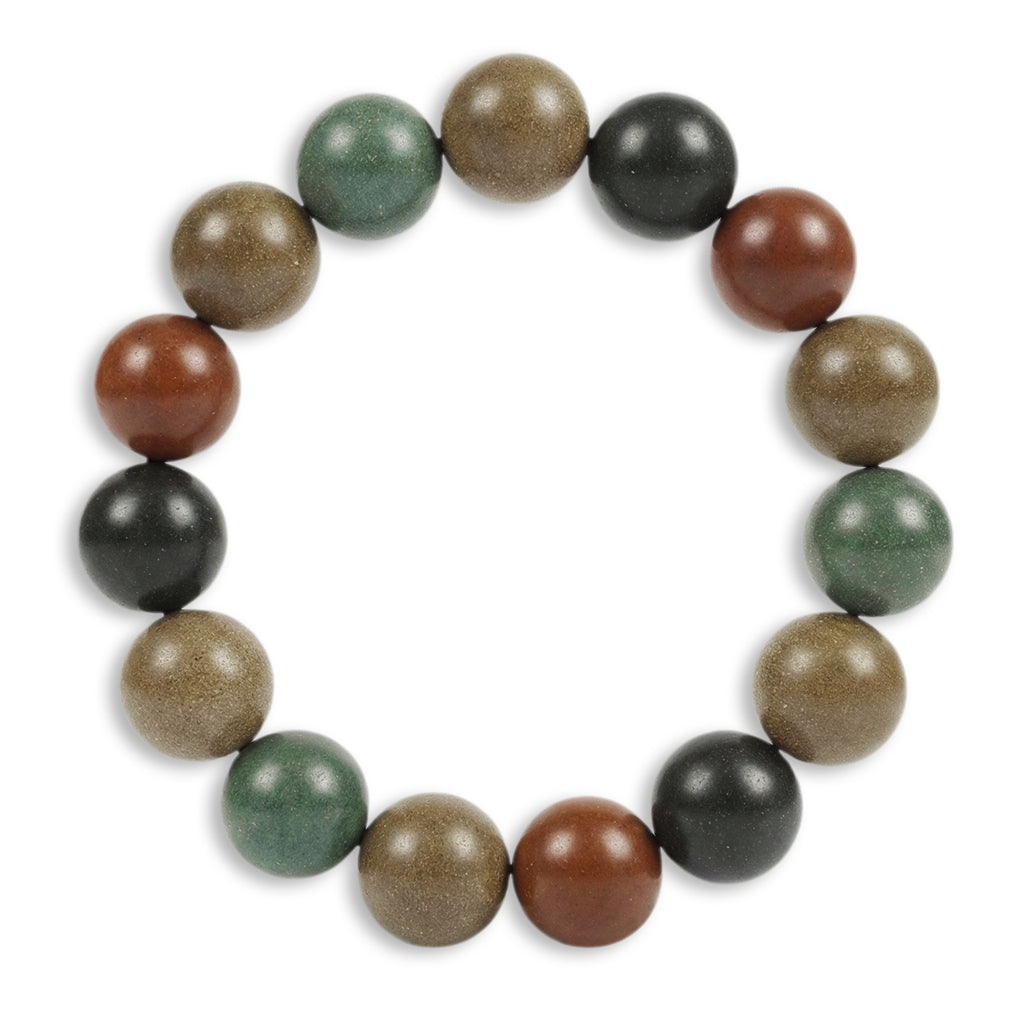Multicolored beaded bracelet on a white background