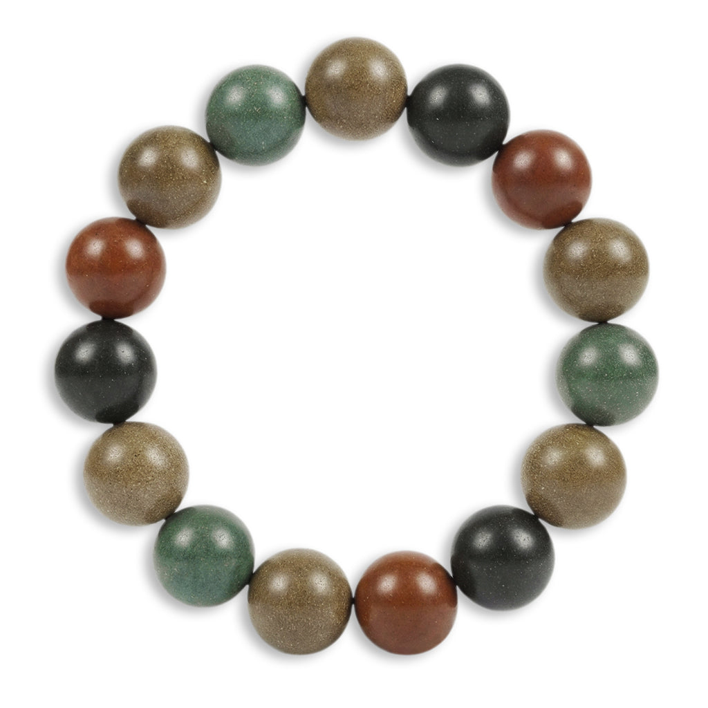 Multicolored beaded bracelet on a white background
