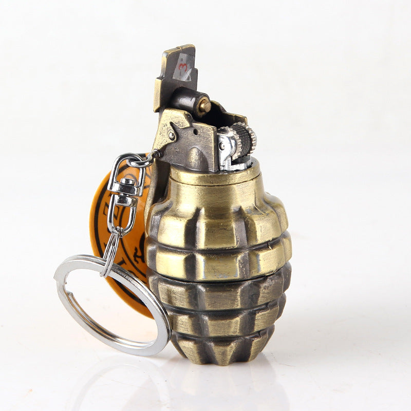This unique Metal Grenade Grinding Wheel Open Flame Lighter is perfect for cigar aficionados and casual smokers alike. With a durable metal housing and an adjustable open flame, it's designed to provide a long-lasting, dependable light in any situation. 