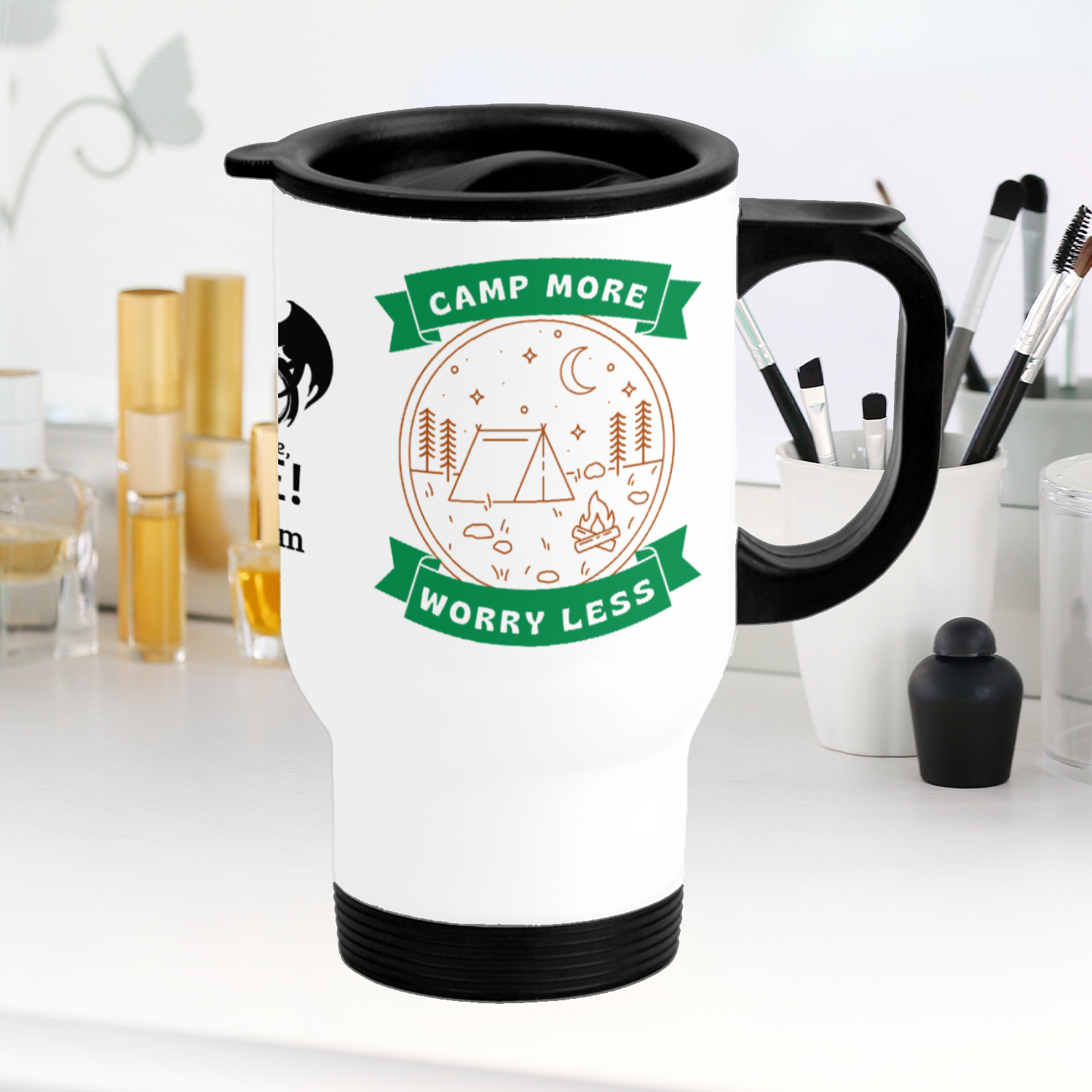 Embrace the great outdoors with our Camp More Worry Less 14oz Stainless Steel Travel Mug! Perfect for keeping your drinks hot or cold while on the go. The durable stainless steel construction and secure lid make it a must-have for any adventurer. Make every sip feel like a mini vacation.