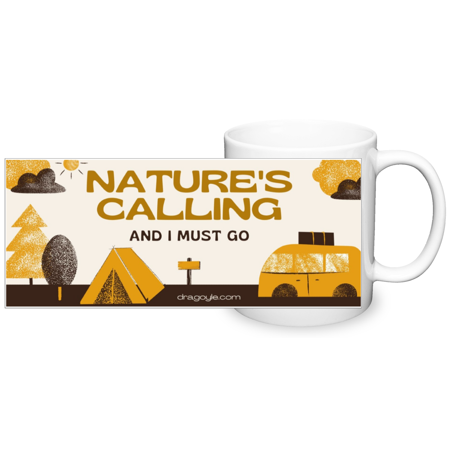 Unleash your adventurous spirit with the Nature's Calling And I Must Go Camping Mug! Perfect for any outdoor enthusiast, this mug boldly declares your love for the great outdoors. With a sturdy design and eye-catching slogan, this mug is both functional and fun. Get yours today!