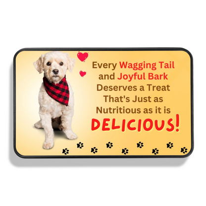 With approximately 8oz of treats in each tin, our gourmet dog cookies offer a delightful way to reward your canine friends with snacks that reflect a clean and healthy lifestyle, just like yours. Treat your dog to the best: wholesome goodness in every bite.