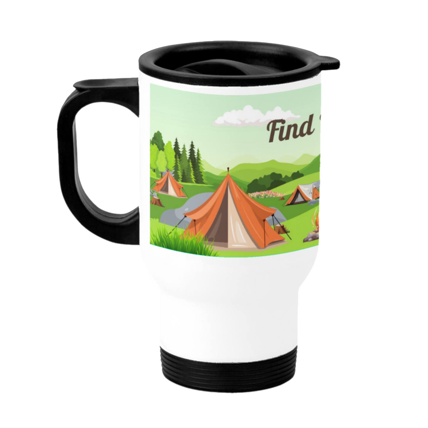 Introducing the Find Your Wild travel mug! Take your adventurous spirit with you on the go with this durable, insulated mug. Keep your drinks hot or cold while you explore the great outdoors