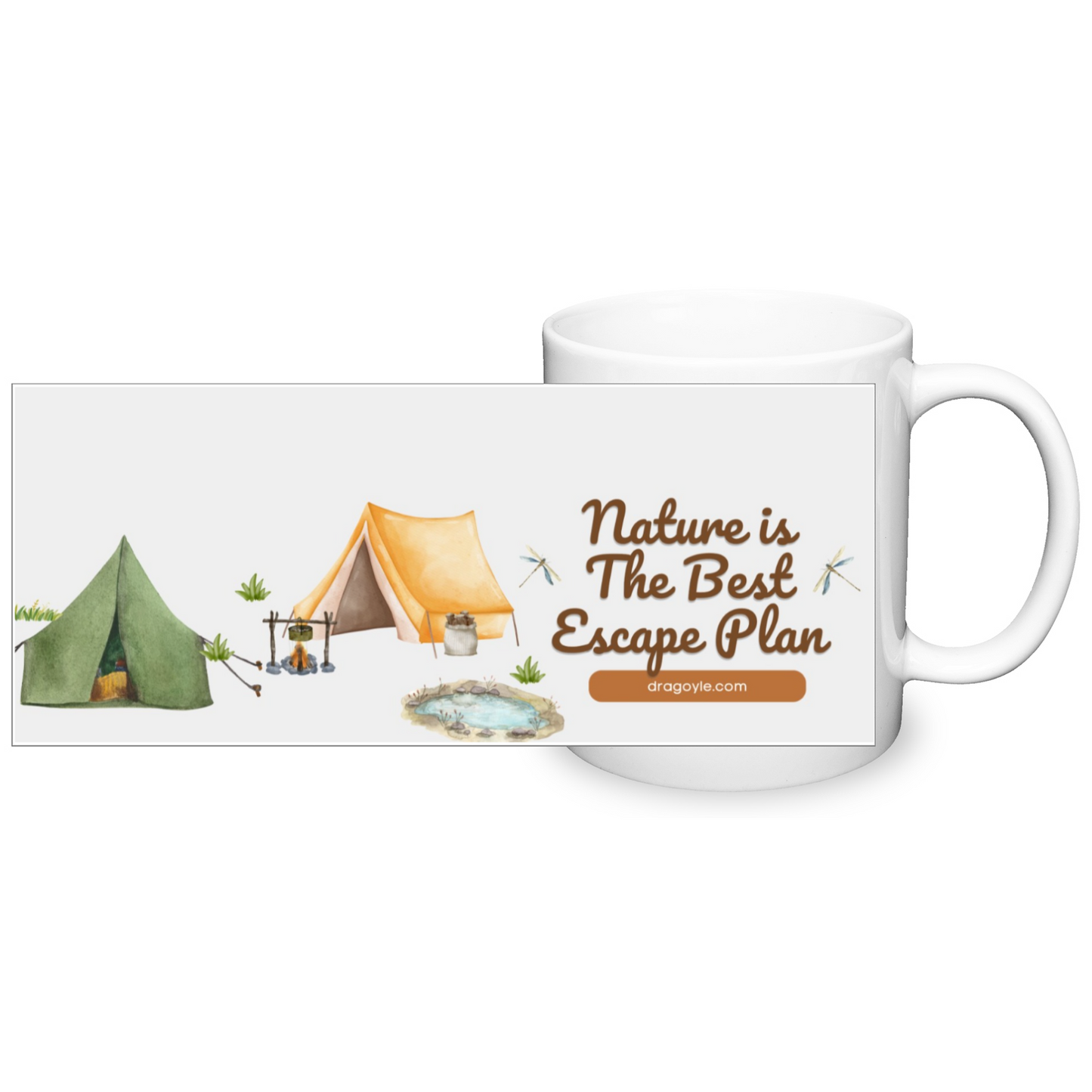 Escape the daily grind with this playful mug! Featuring a quirky design and a fun play on words, this mug is perfect for anyone who loves nature. Enjoy your favorite beverage while dreaming of your next outdoor adventure - because nature truly is the best escape plan!