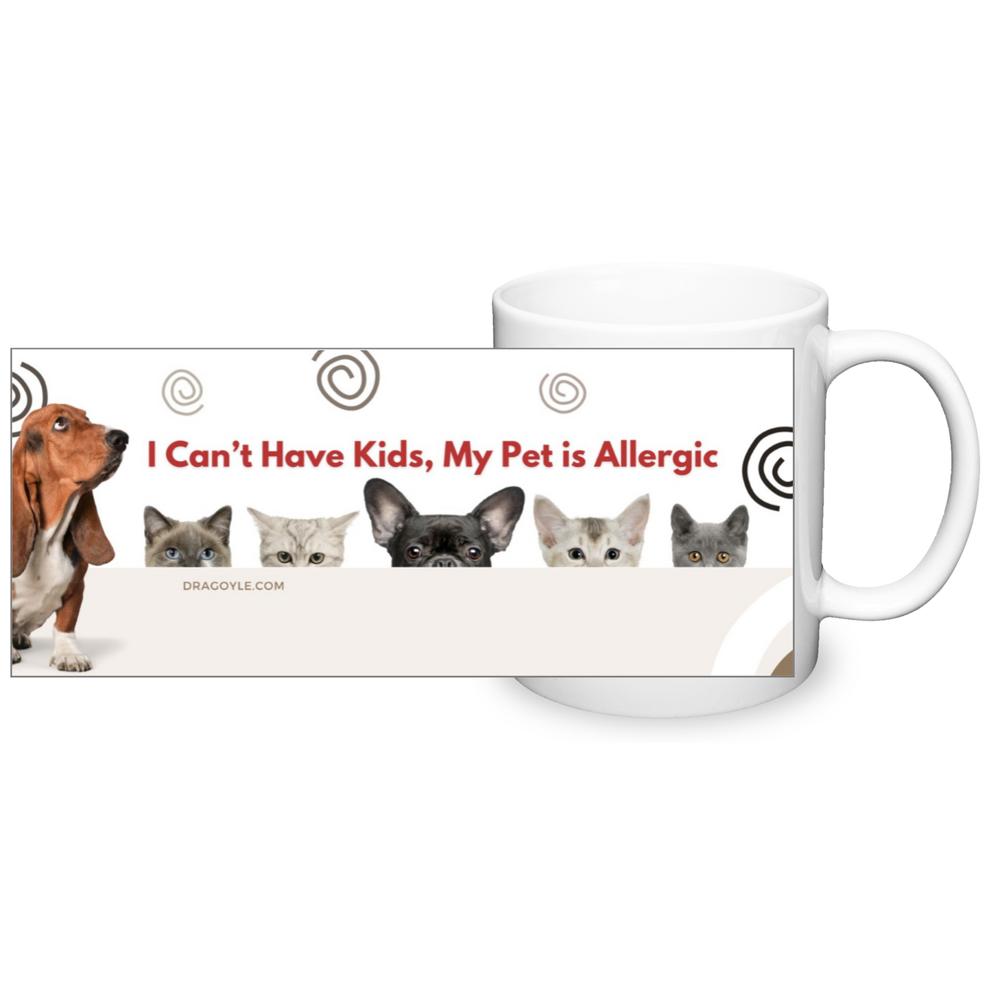 This mug is perfect for anyone who loves their furry friend but can't have children due to pet allergies. Playfully declare your love for your dog with humor and a touch of sarcasm. Enjoy your coffee or tea with a fun and quirky mug that will make you smile every time.