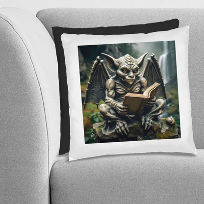 Original Design Reading Gargoyle Cotton Pillow