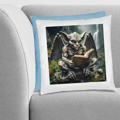 Original Design Reading Gargoyle Cotton Pillow