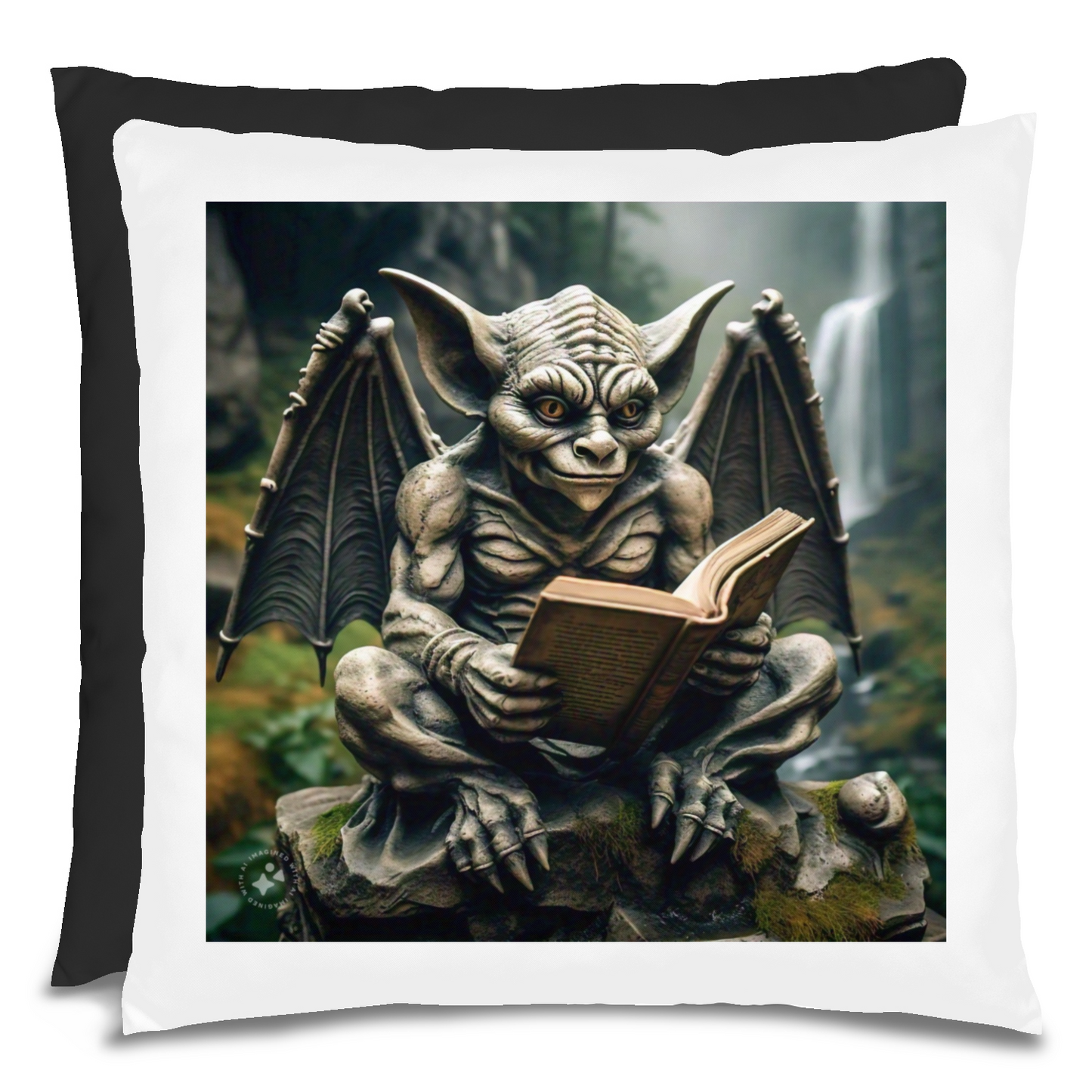 Original Design Reading Gargoyle Cotton Pillow