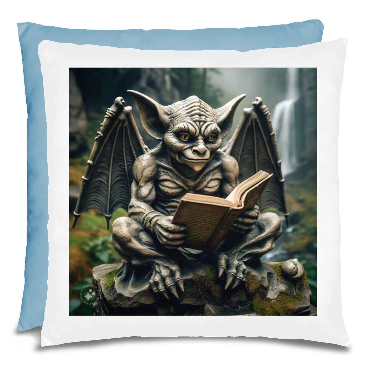 Original Design Reading Gargoyle Cotton Pillow