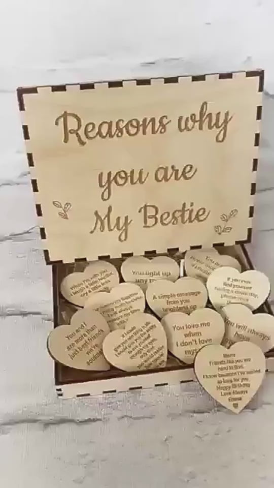 Declare your love for your best friend with Why You Are My Bestie With Wood Heart Tokens. Show them just how much they mean to you with these adorable tokens. The perfect gift to celebrate your unbreakable bond and create lasting memories together.