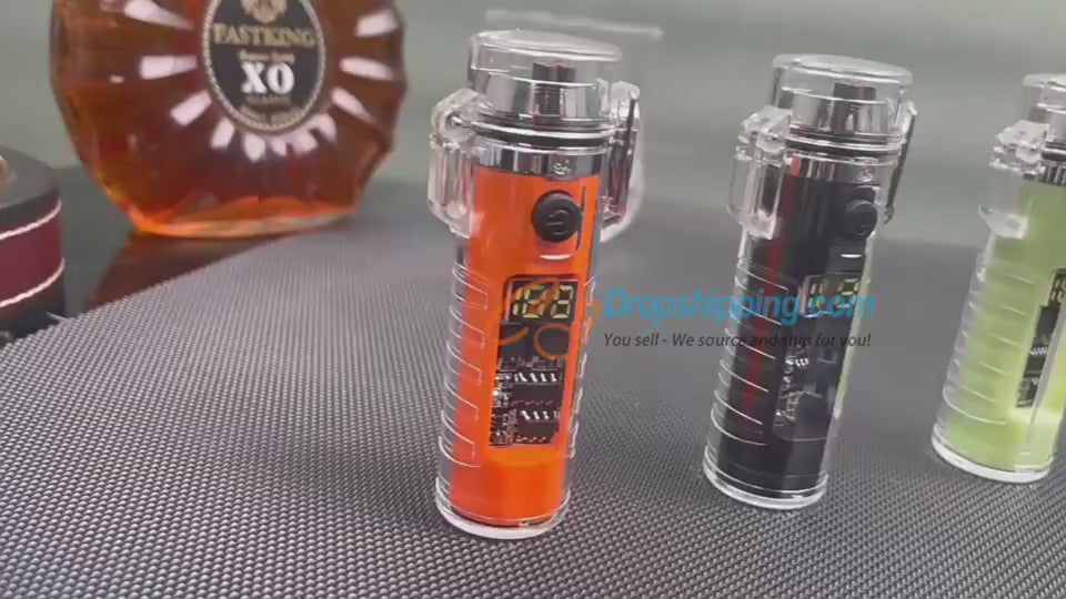 Colorful Transparent Waterproof Dual Arc USB Lighter & Flashlight