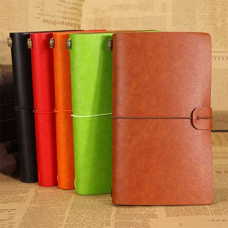 This vintage travelers notebook leather journal has a convenient Card Holder sleeve right inside the travel journal. Perfect for business or personal travel experiences.  
